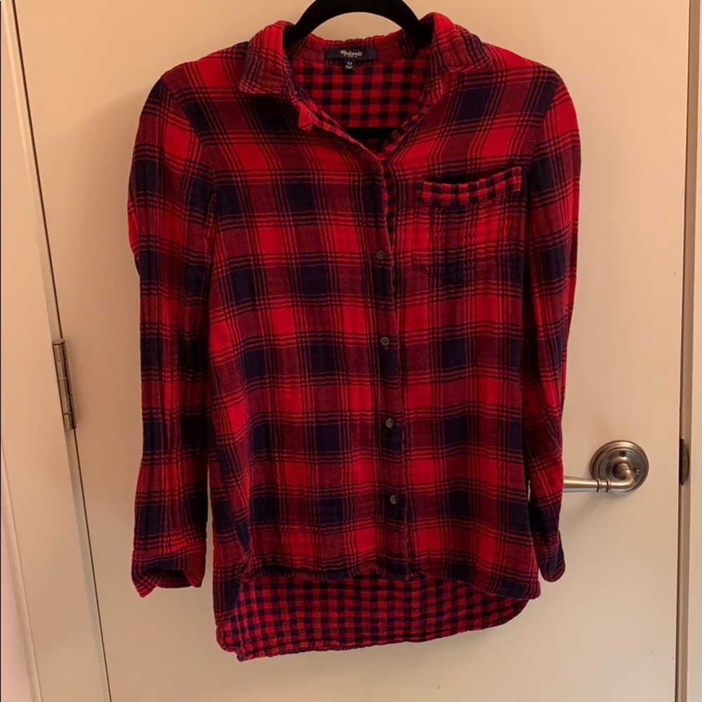 Madewell red and and navy flannel